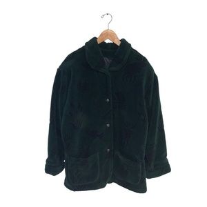 Denali Vintage Long Fleece Coat Log Cabin  Moose Green Button-down Size Large‎